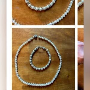 Elegant Pearl Necklace and Bracelet Set